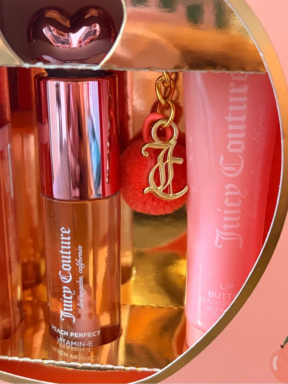 Juicy Couture Peach Perfect Total Lip Kit with fuzzy Charm